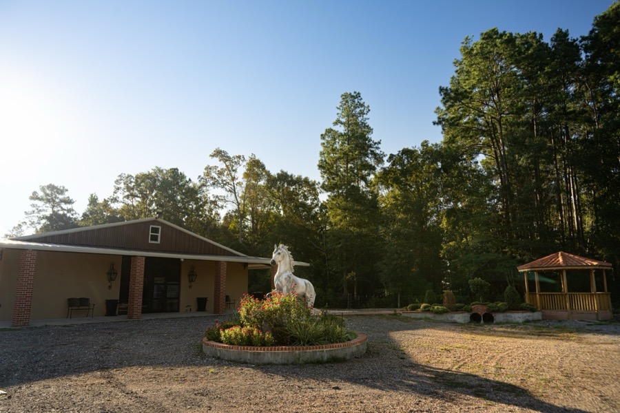 Inspira Ranch horse statue and event hall